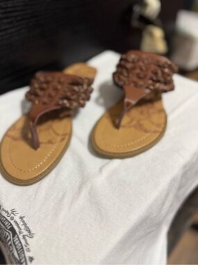 Blowfish Brown Leather Braided Thong Sandals